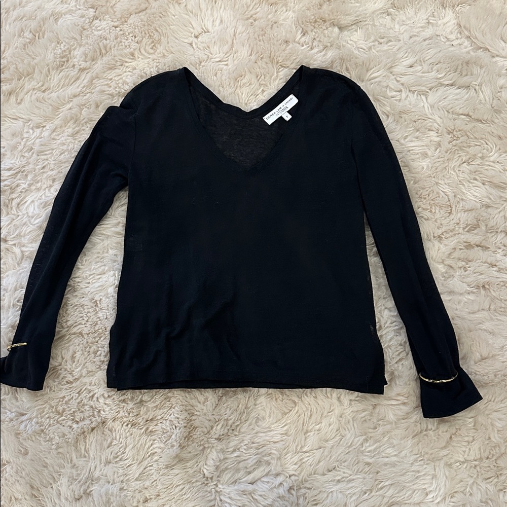 10 Crosby Derek Lam Black V-Neck Top Size P